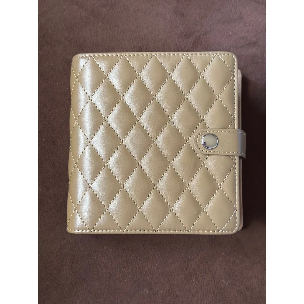 Sarinah SVH Quilted Travel Jewelry Organizer Binder Tan Waterproof Case NEW